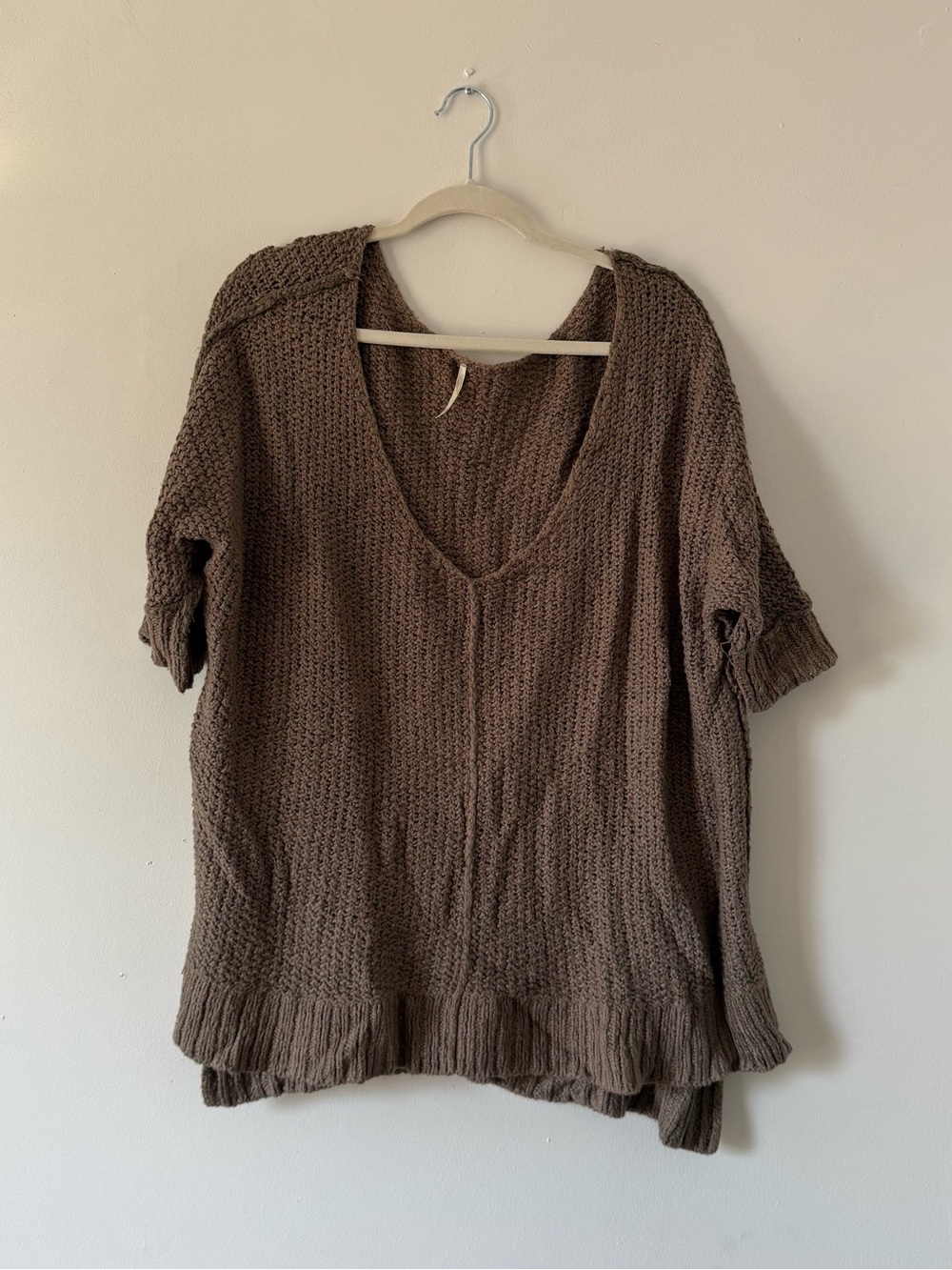 Free People Oversized Chunky Neutral Knit Sweater | Coastal Cozy